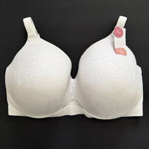 NWT Cacique 44 G Lightly Lined Floral Lace Full Coverage Bra White